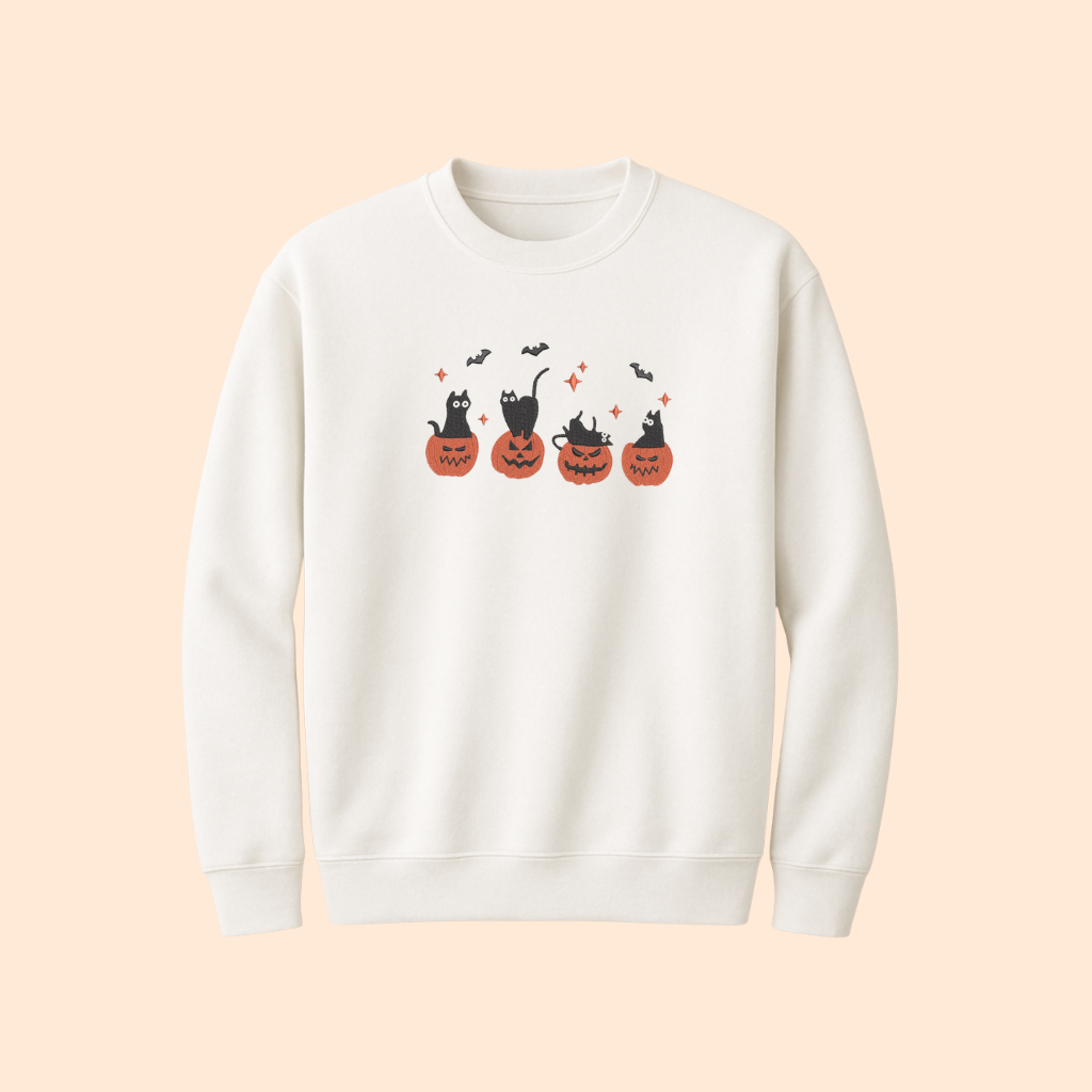 Sweatshirt brodé pumpkin cat