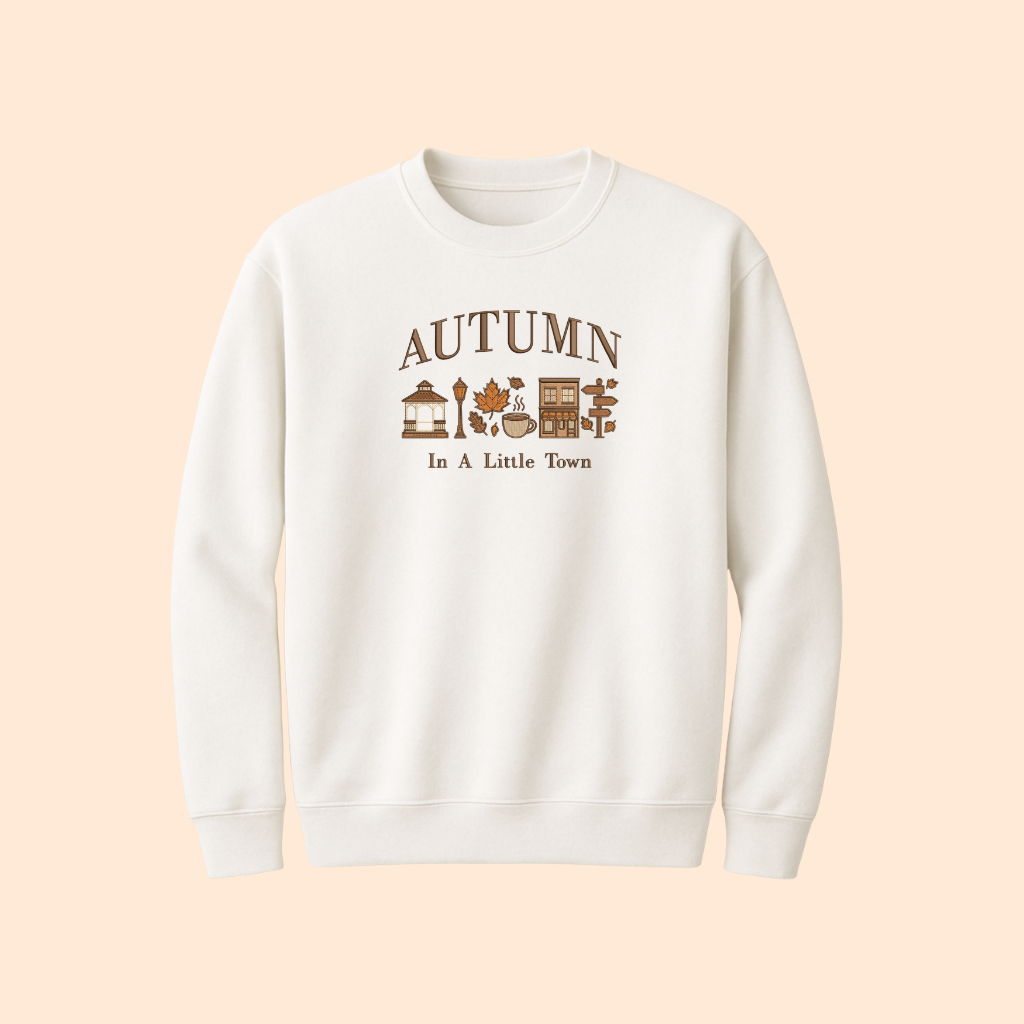 Sweatshirt brodé Autumn in a little town