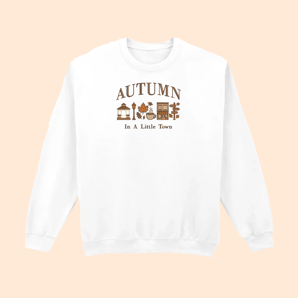 Sweatshirt brodé Autumn in a little town