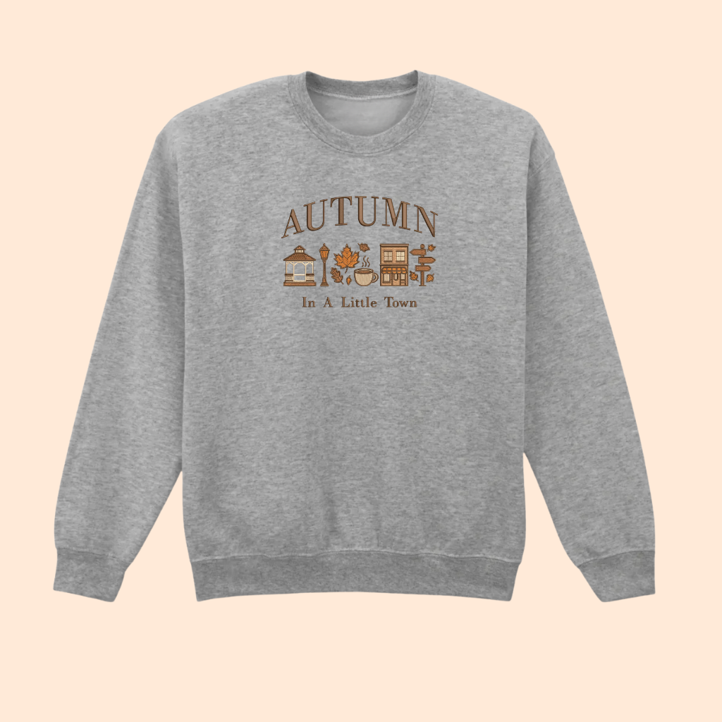 Sweatshirt brodé Autumn in a little town