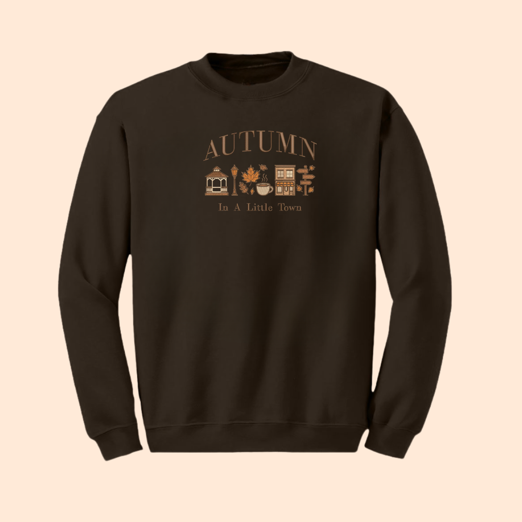 Sweatshirt brodé Autumn in a little town