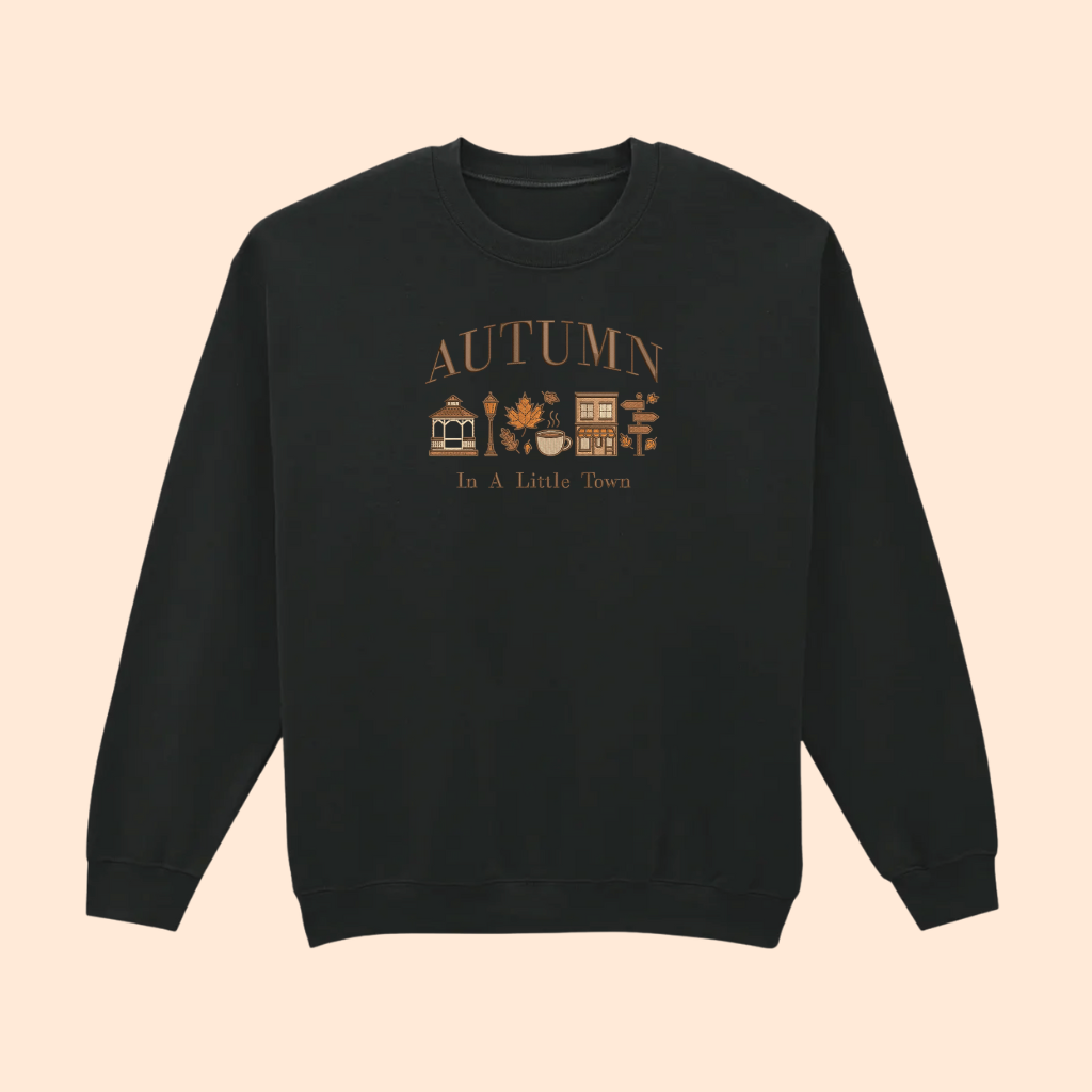 Sweatshirt brodé Autumn in a little town