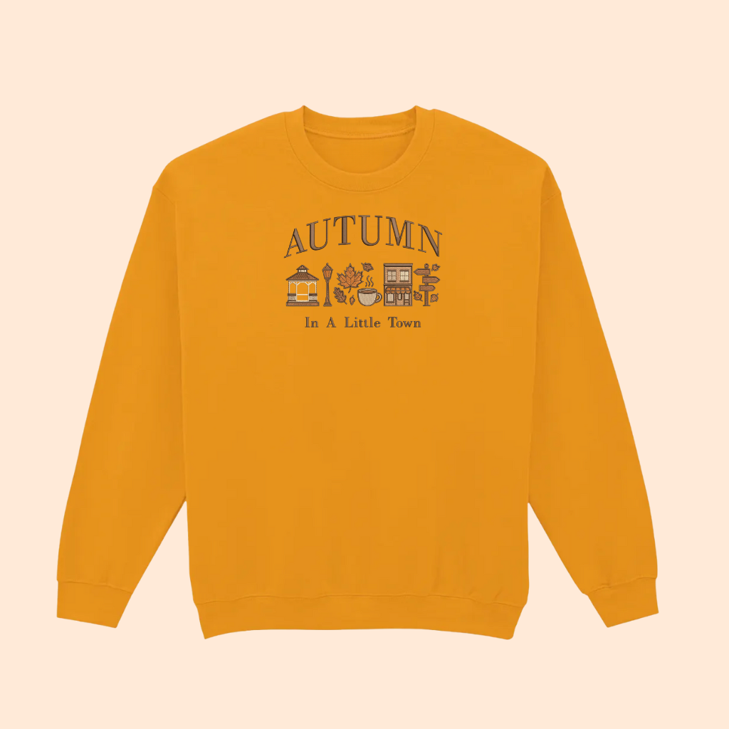 Sweatshirt brodé Autumn in a little town