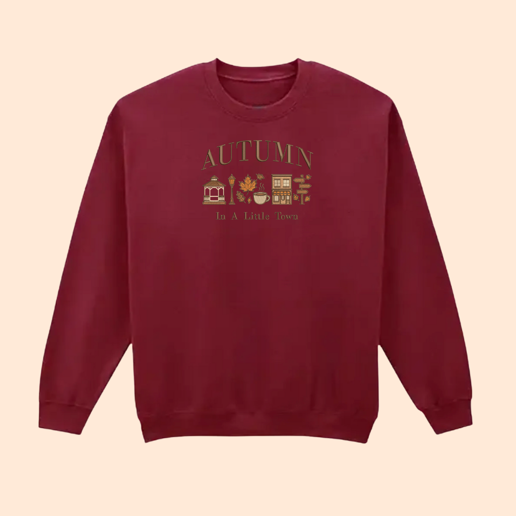 Sweatshirt brodé Autumn in a little town