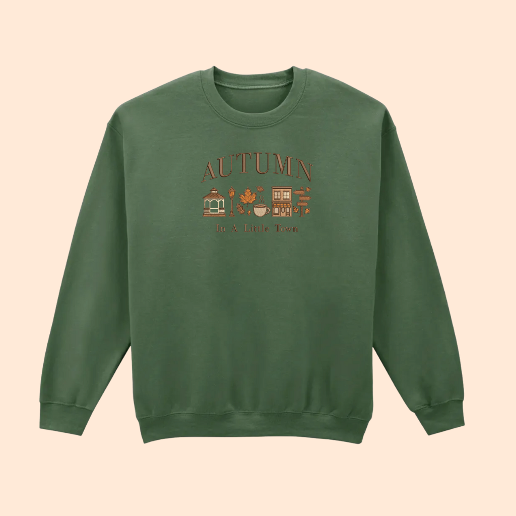 Sweatshirt brodé Autumn in a little town