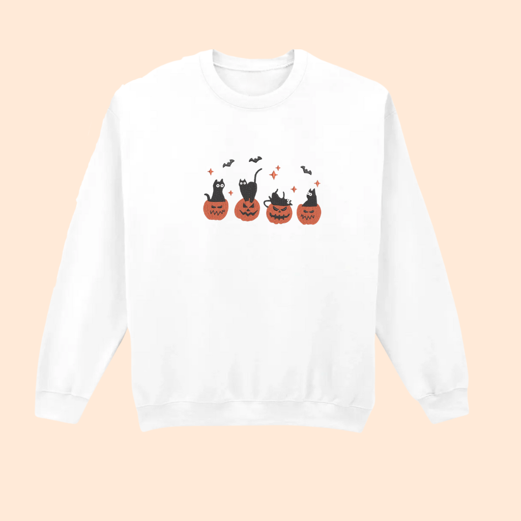 Sweatshirt brodé pumpkin cat