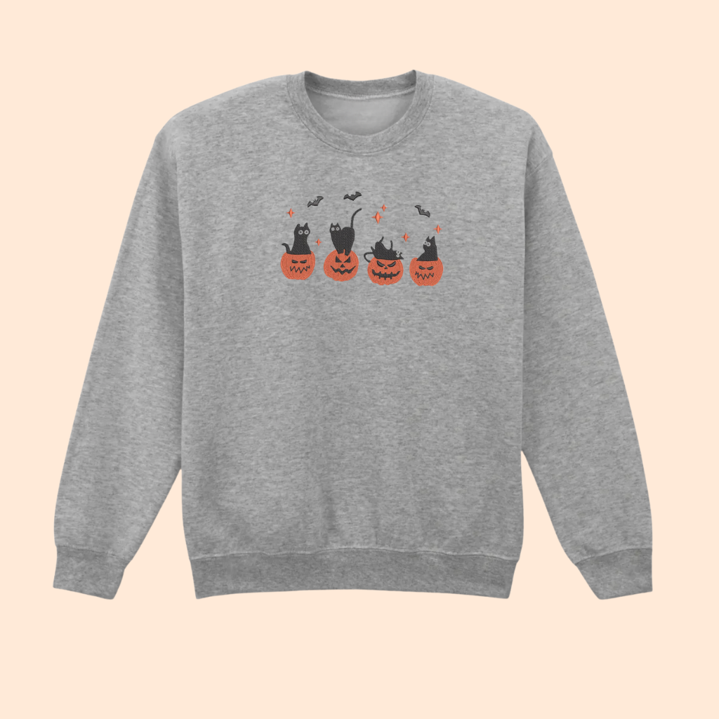 Sweatshirt brodé pumpkin cat