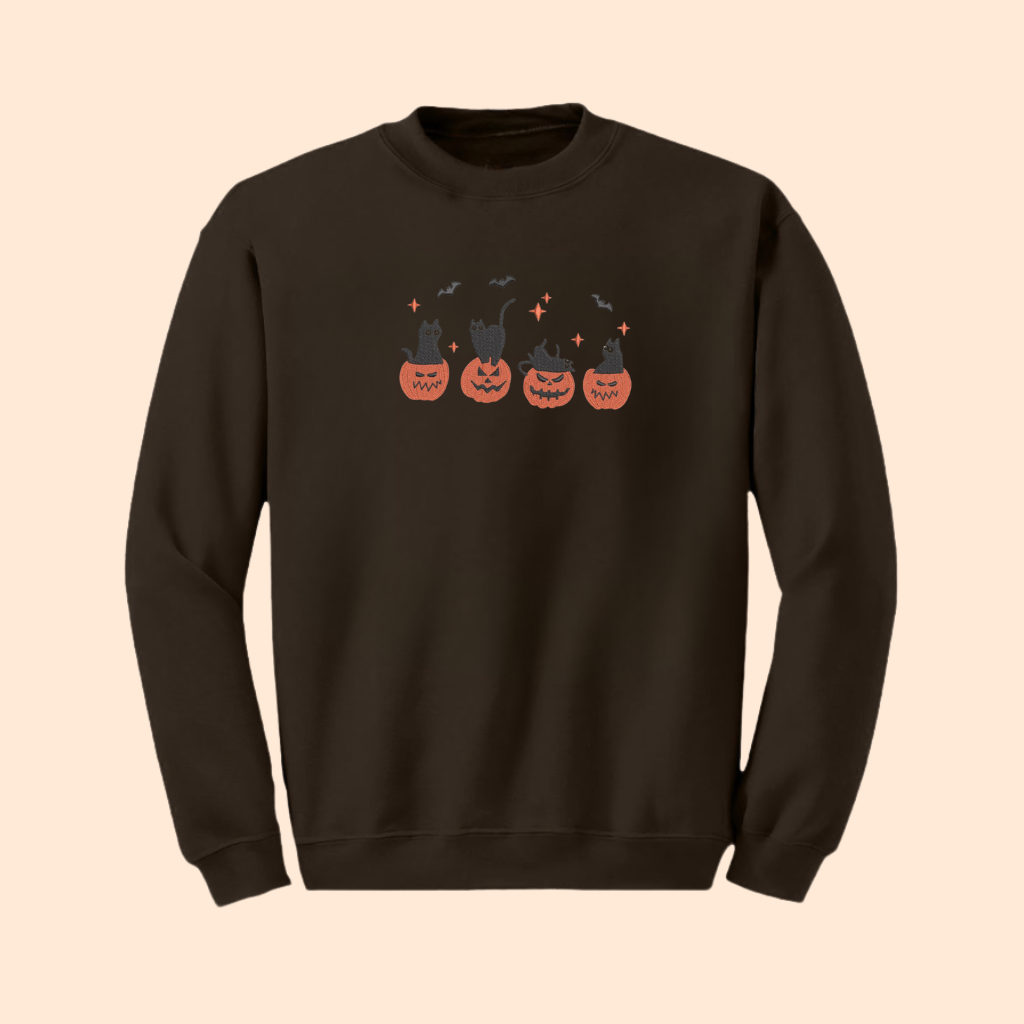 Sweatshirt brodé pumpkin cat