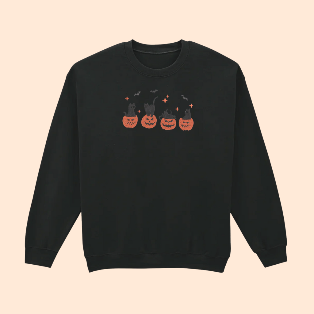 Sweatshirt brodé pumpkin cat