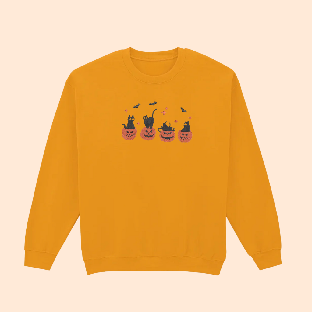 Sweatshirt brodé pumpkin cat