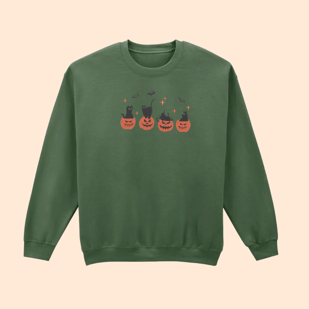 Sweatshirt brodé pumpkin cat