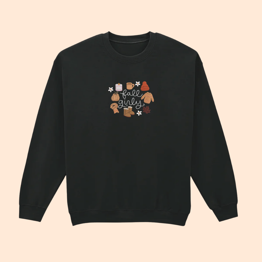 Sweat-shirt brodé d'automne fall girly