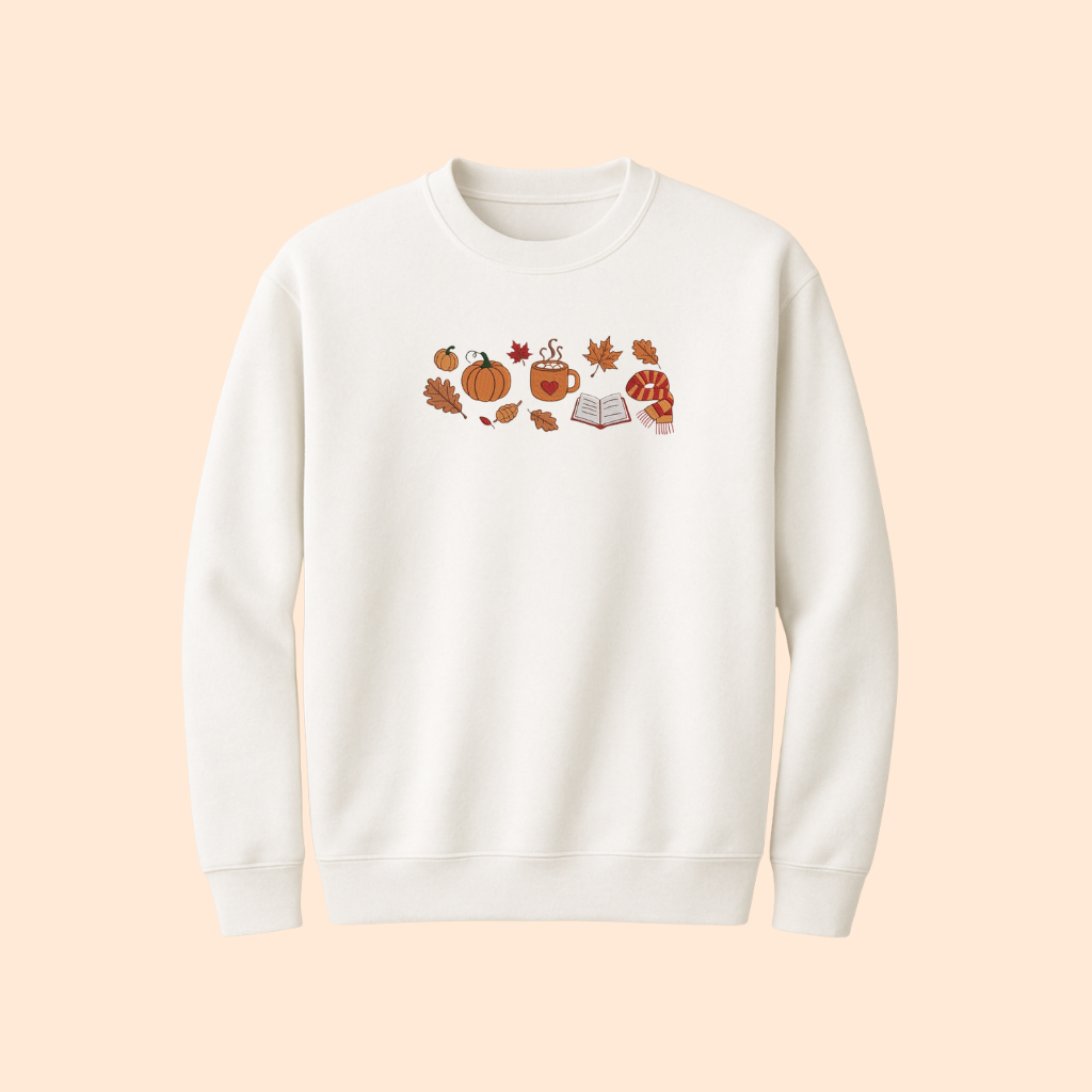 Sweatshirt brodé motifs automnaux