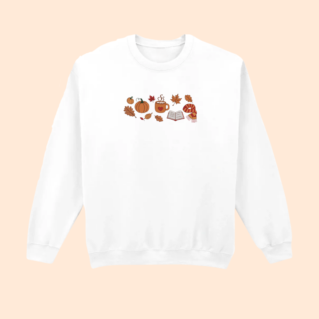 Sweatshirt brodé motifs automnaux