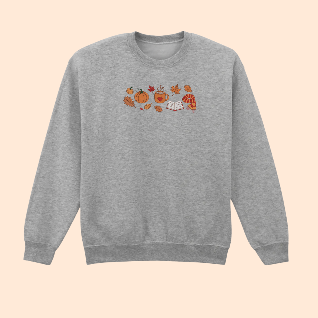 Sweatshirt brodé motifs automnaux