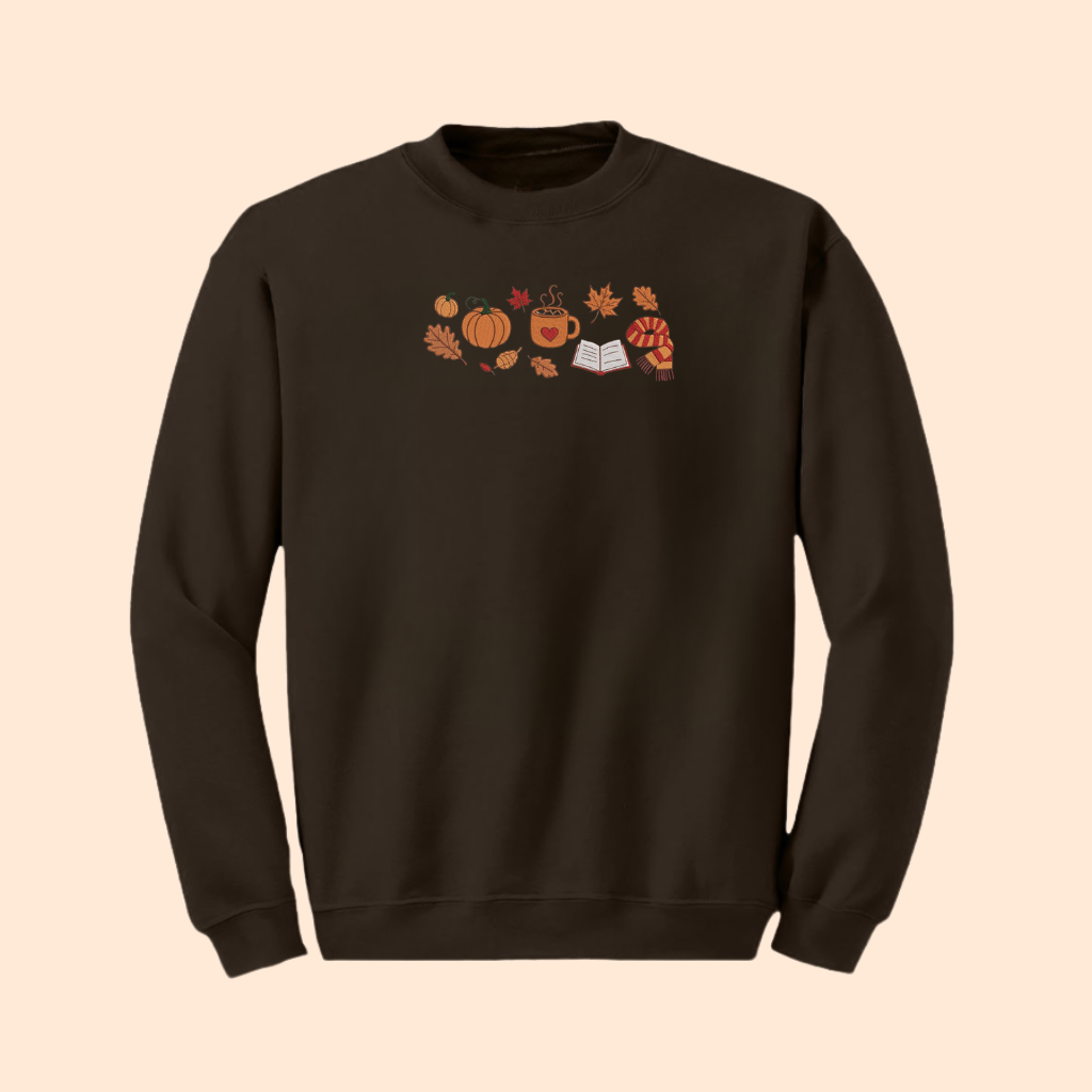 Sweatshirt brodé motifs automnaux