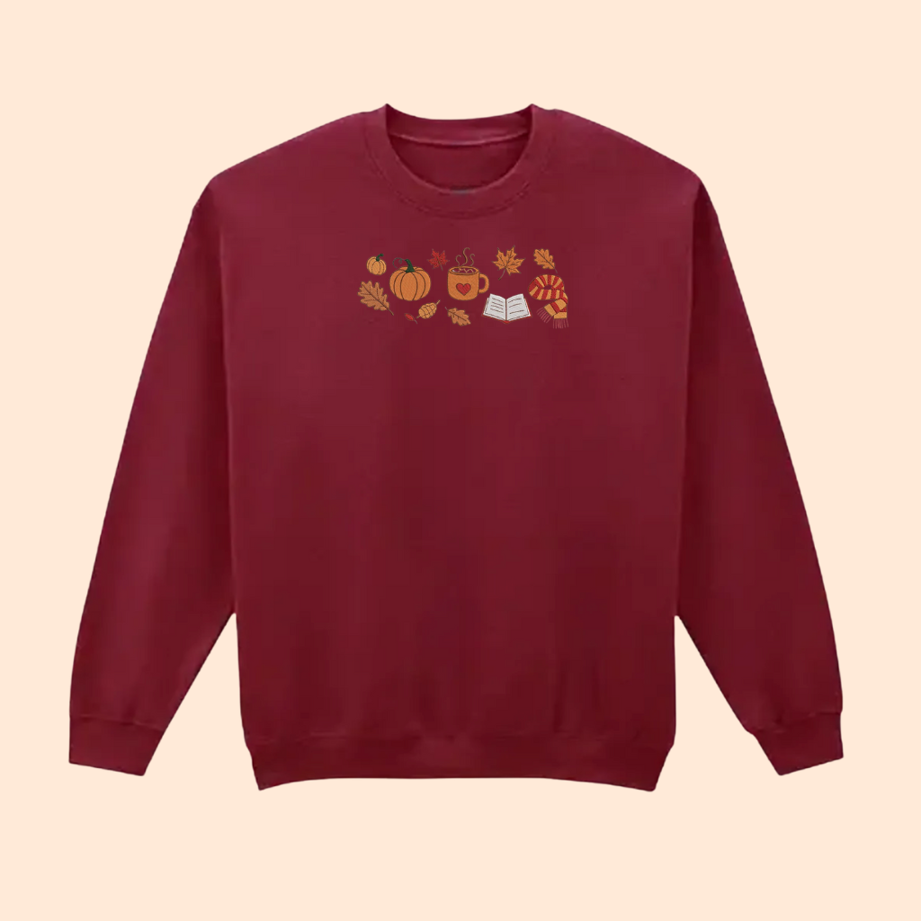 Sweatshirt brodé motifs automnaux