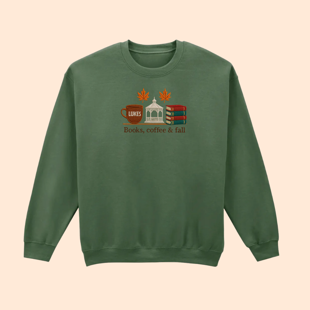 Sweatshirt brodé books, coffee and fall