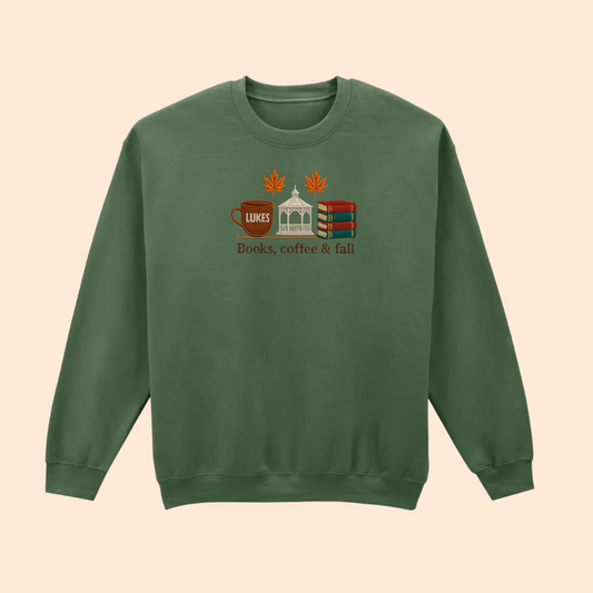 Sweatshirt brodé books, coffee and fall