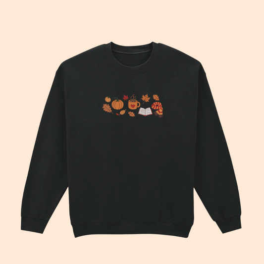 Sweatshirt brodé motifs automnaux