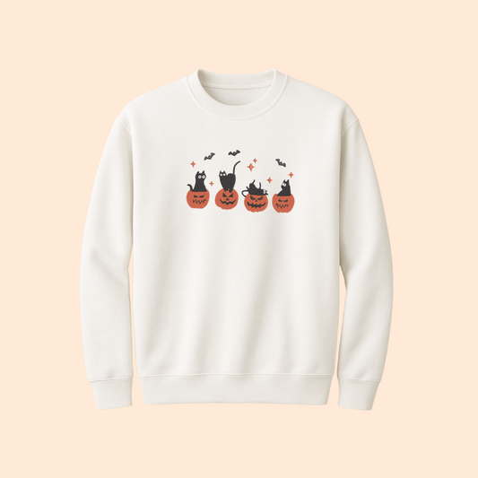 Sweatshirt brodé pumpkin cat