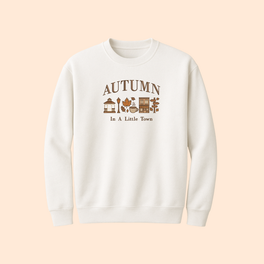 Sweatshirt brodé Autumn in a little town