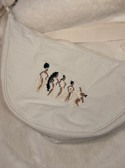 Sac banane brodé beige muses hercule