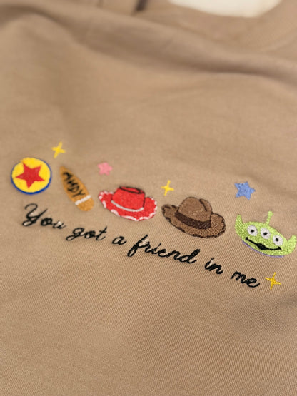 Sweat-shirt brodé beige Toy Story you got a friend in me