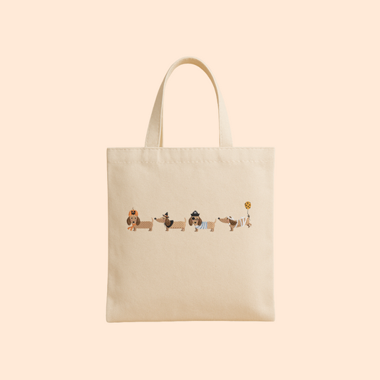 Tote bag brodé chiens d'Halloween