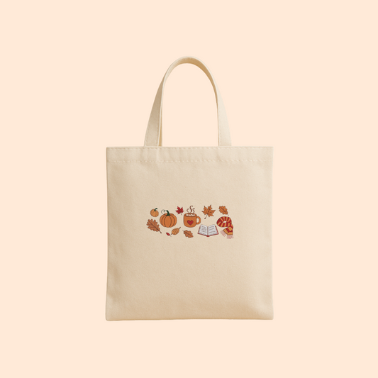 Tote bag brodé motifs d'automne