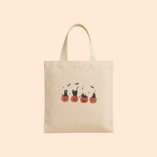 Tote bag brodé pumpkin cat