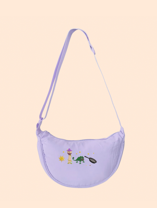 Sac banane brodé violet Raiponce