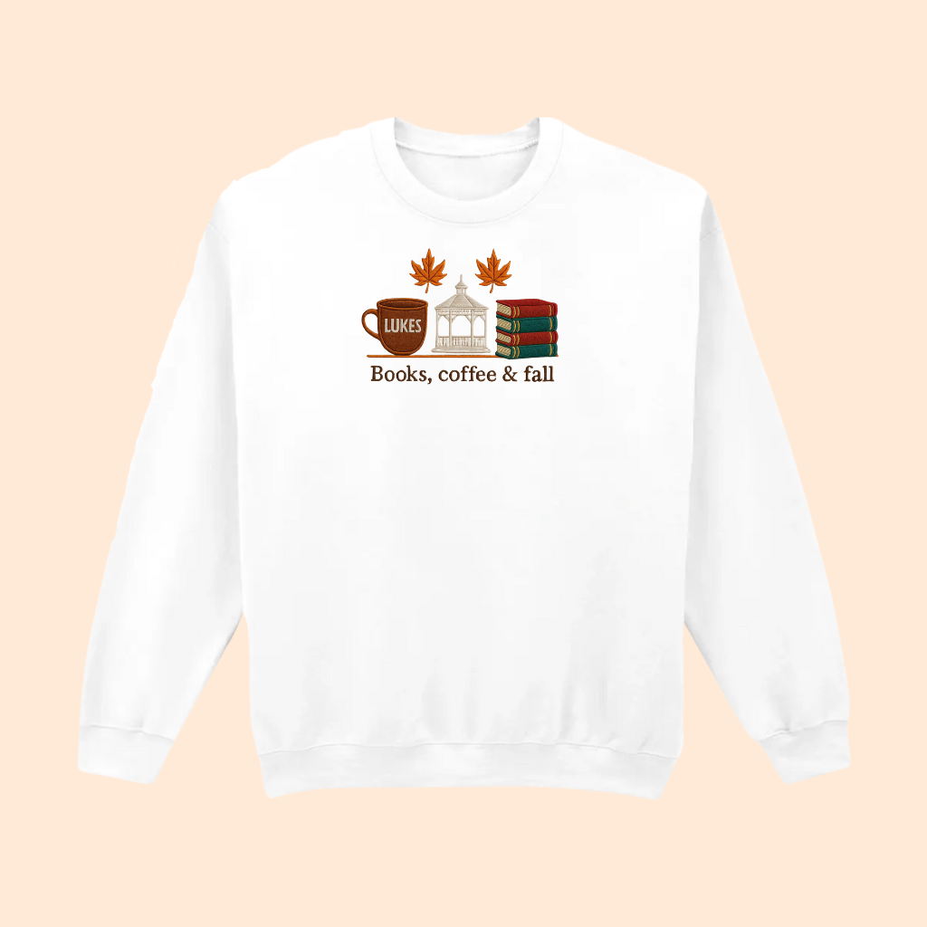 Sweatshirt brodé books, coffee and fall