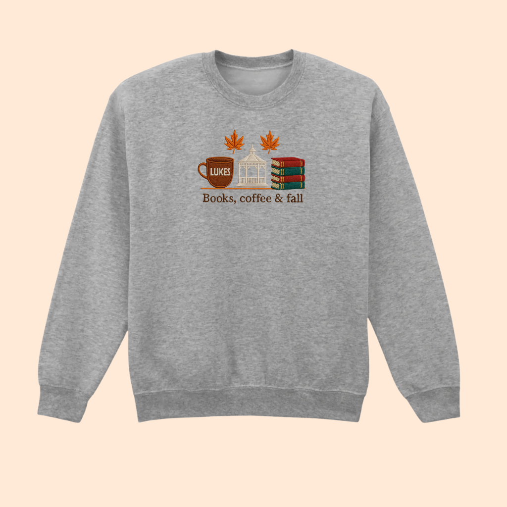 Sweatshirt brodé books, coffee and fall