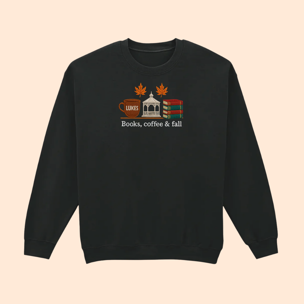 Sweatshirt brodé books, coffee and fall