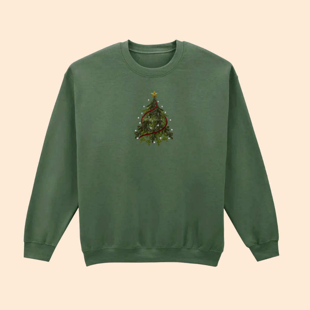 Sweatshirt brodé sapin traditionnel